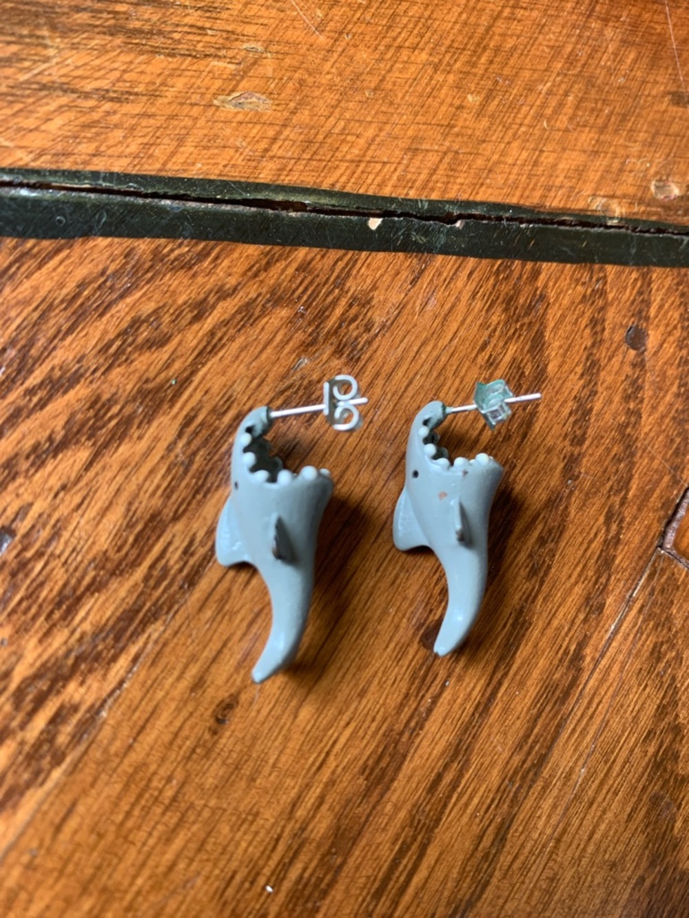 Grey Shark Bite Earrings